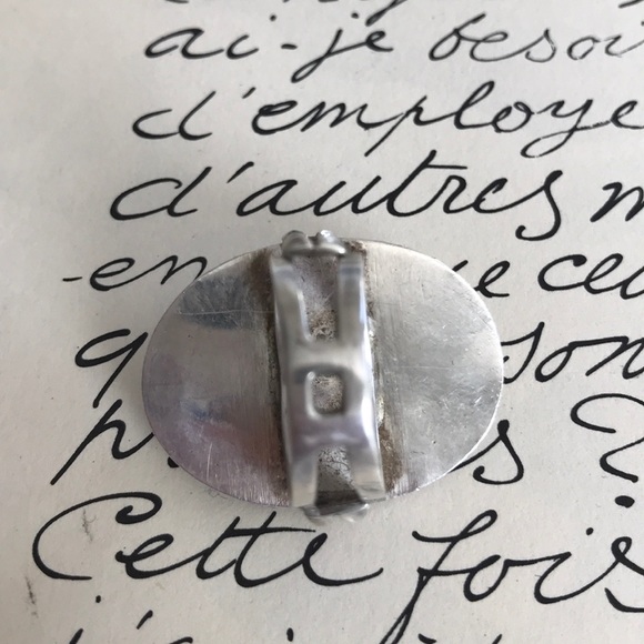 Ring Size 6 Sterling Silver Ivory Oval Shape Handmade Statement Piece Boho Style - Picture 4 of 4